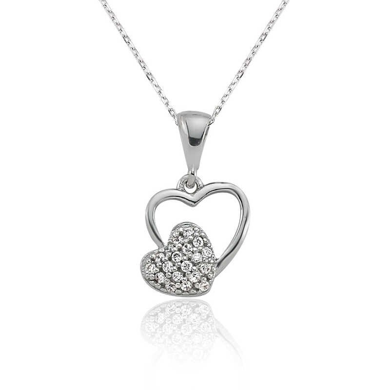 Collar de corazón de plata para mujer