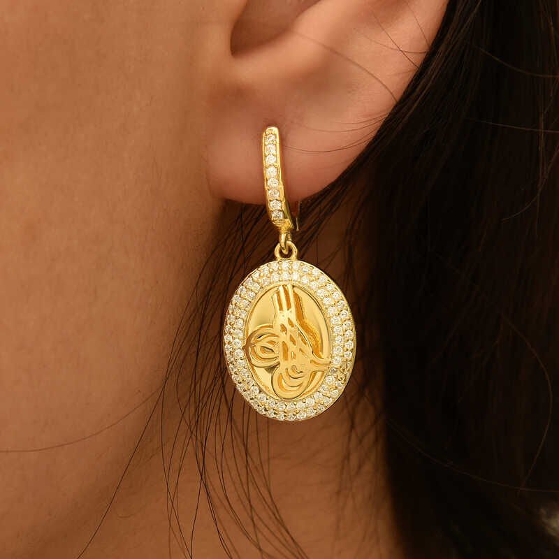 Silver Tughra Oval Women's Earring