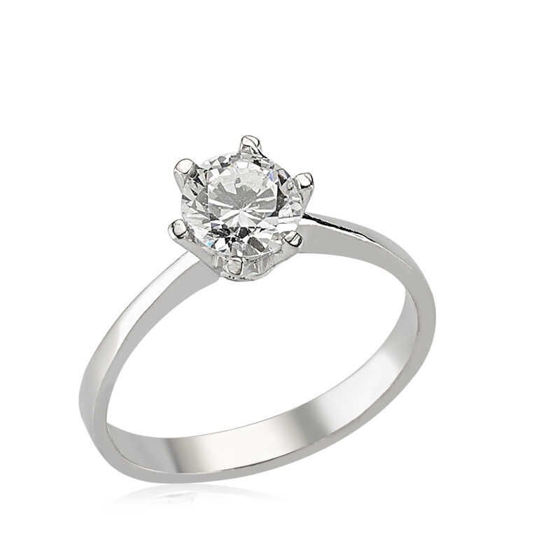 Silver Single Stone Women's Ring