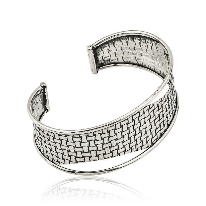 Silver Antique Patterned Women's Bracelet