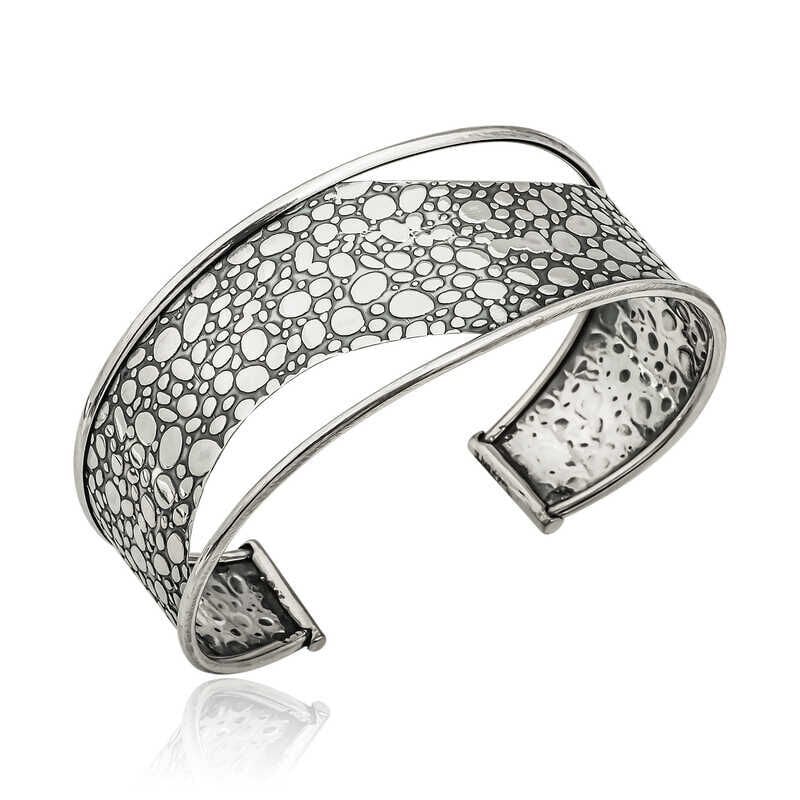 Silver Antique Patterned Women's Bracelet