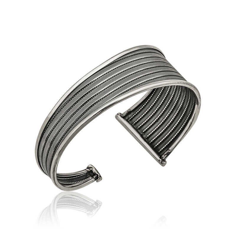 Silver Antique Patterned Women's Bracelet