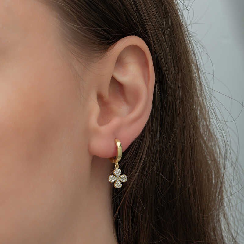 Silver Gold Dangling Clover Women's Earrings