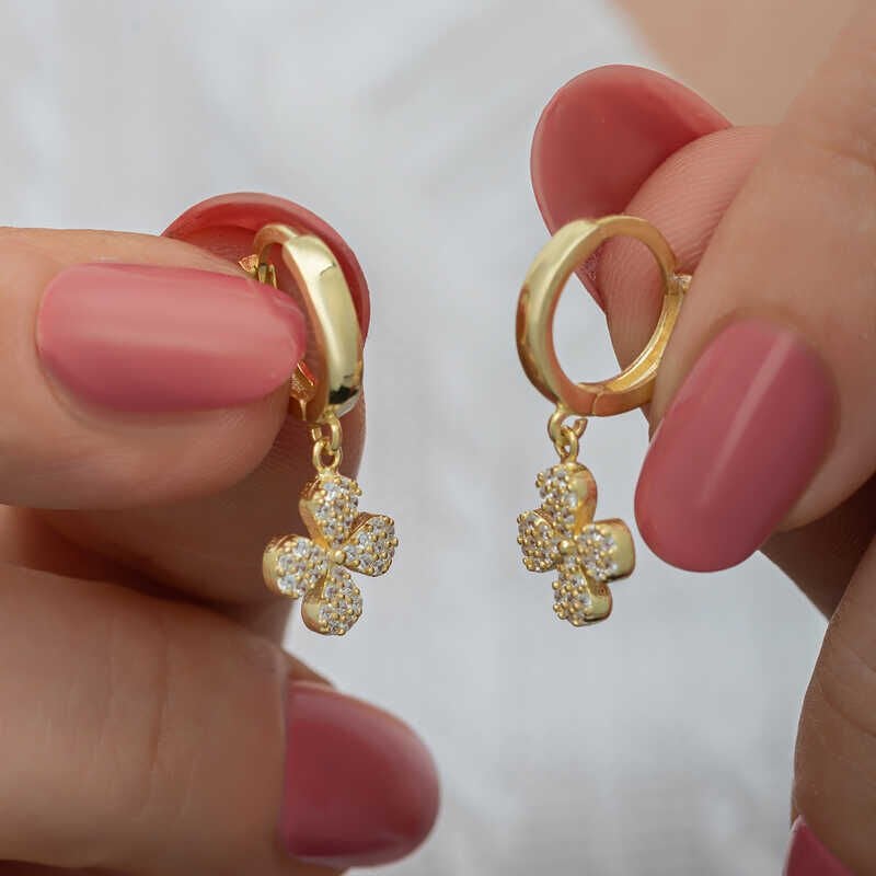 Silver Gold Dangling Clover Women's Earrings