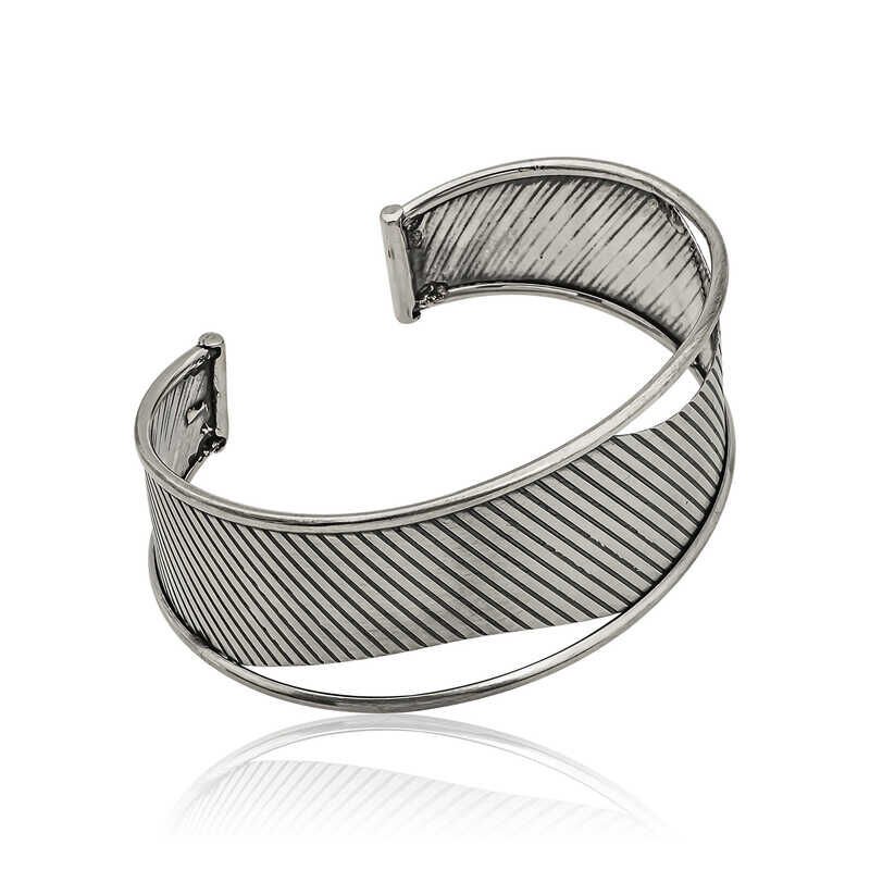 Silver Antique Patterned Women's Bracelet