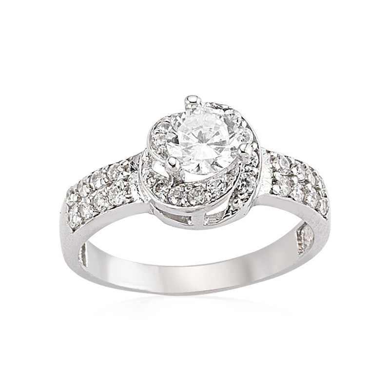 Silver Single Stone Women's Ring