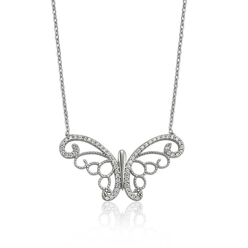 Collar de mariposa de plata para mujer