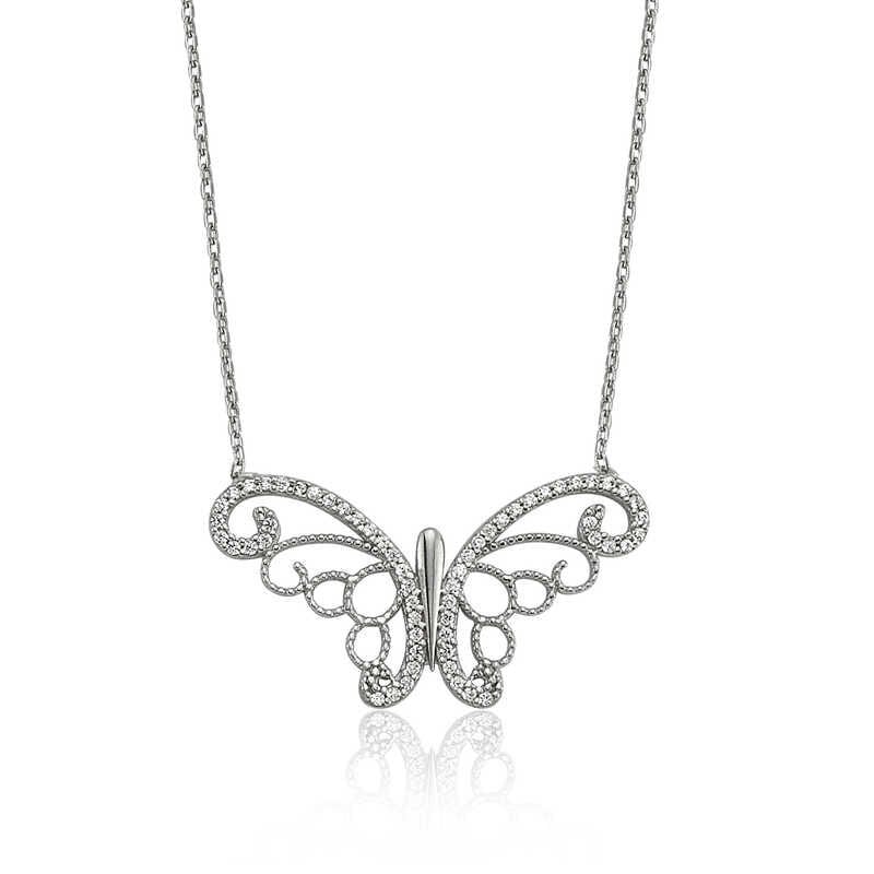 Collar de mariposa de plata para mujer