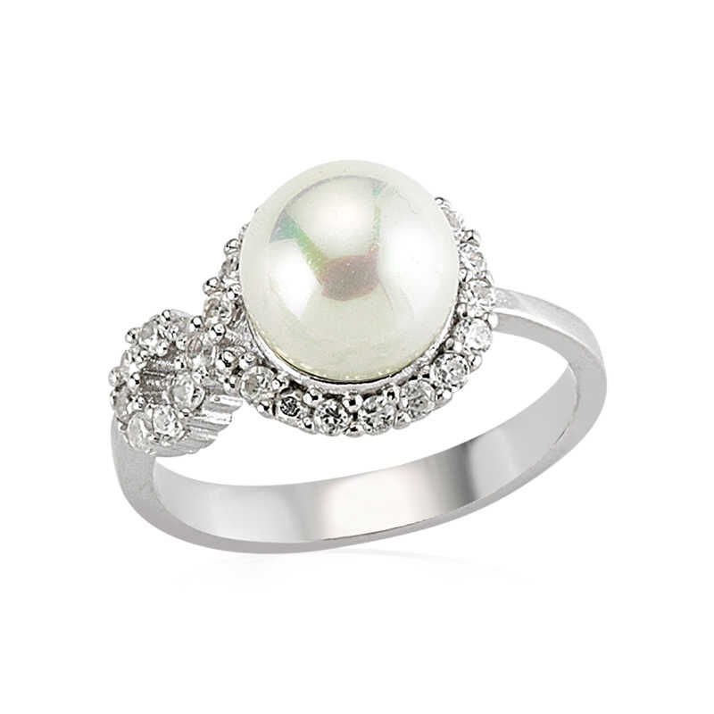 Silver Infinity Pearl Women's Ring