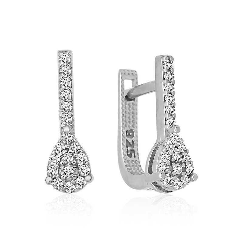 Pendientes colgantes de plata con piedra colgante