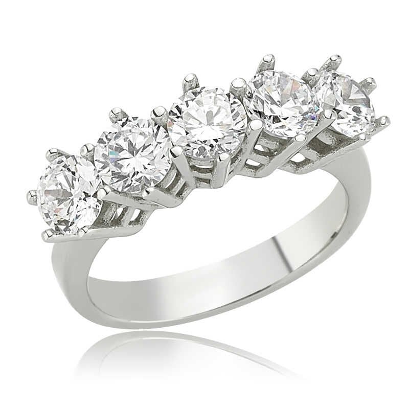 Silver 5 Stone Women's Ring