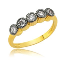 Silver Gold 5 Stone Women's Ring