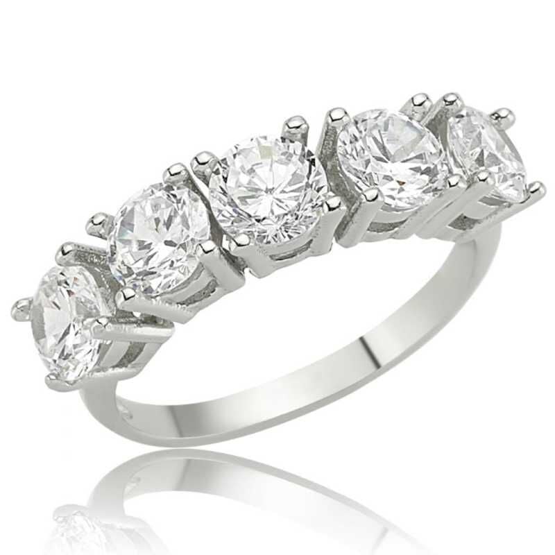 Silver 5 Stone Women's Ring