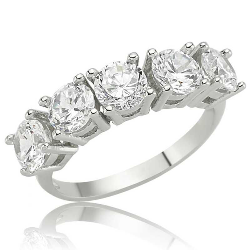 Silver 5 Stone Women's Ring