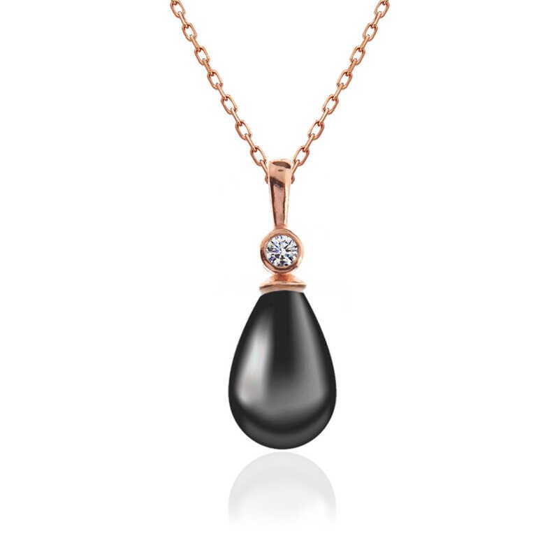 Silver Rose Drop Pearl Women's Necklace