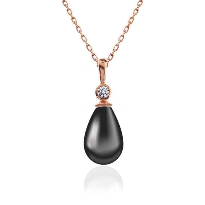 Silver Rose Drop Pearl Women's Necklace