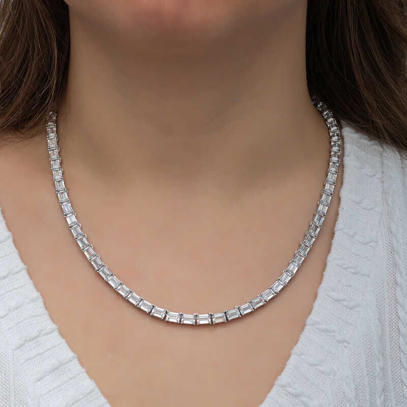 Silver White Stone Waterway Women's Necklace
