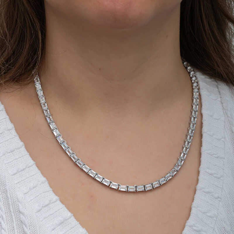 Silver White Stone Waterway Women's Necklace