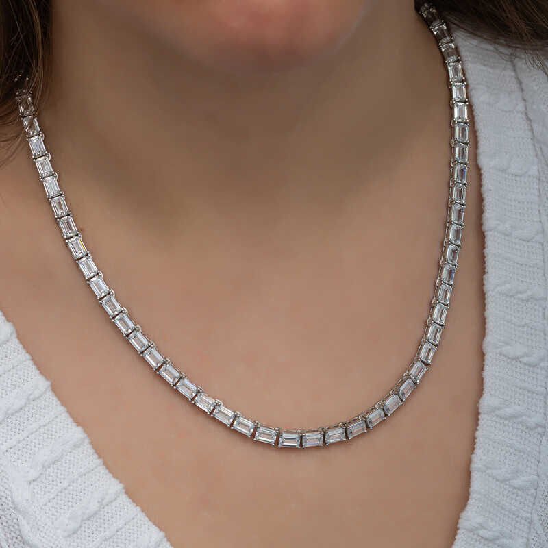 Silver White Stone Waterway Women's Necklace