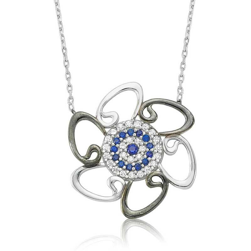 Silver Evil Eye Vav Women's Necklace