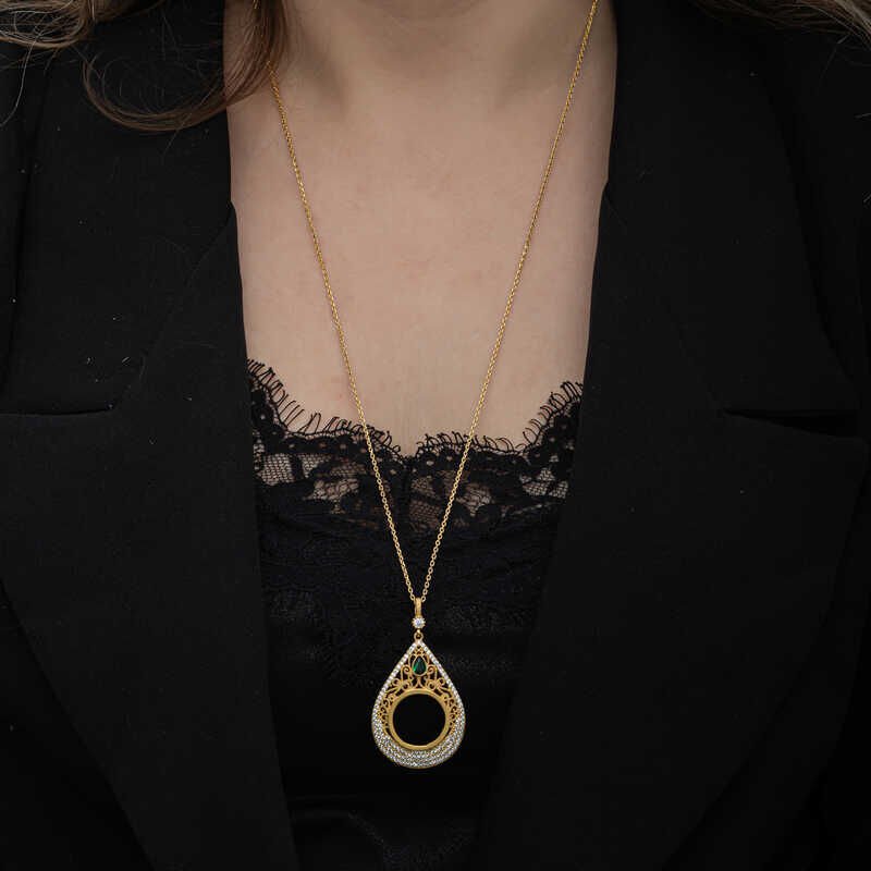 Silver Gold Plated Drop Quarter Necklace for Women
