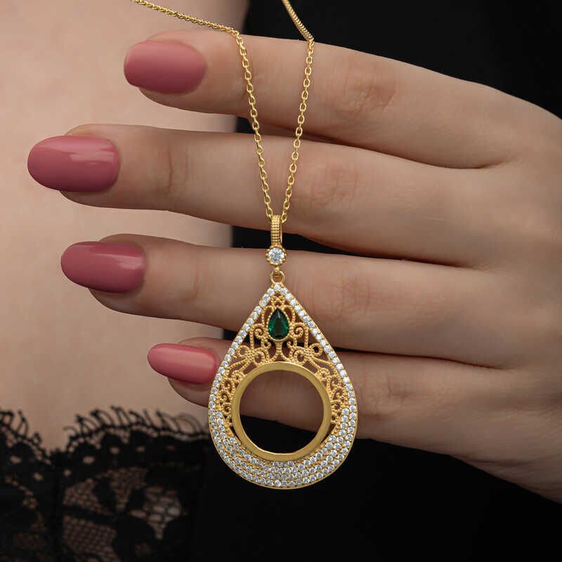 Silver Gold Plated Drop Quarter Necklace for Women