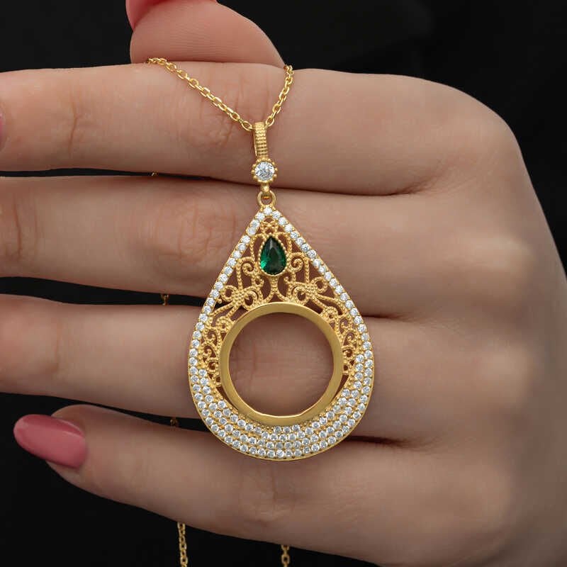 Silver Gold Plated Drop Quarter Necklace for Women