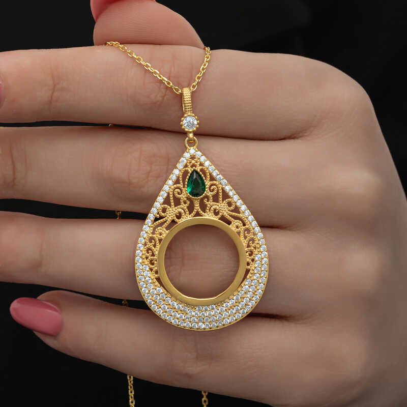 Silver Gold Plated Drop Quarter Necklace for Women