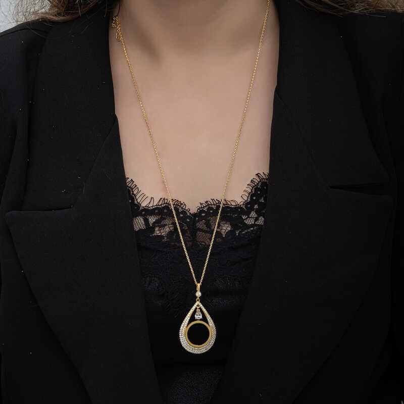Silver Gold Plated Drop Quarter Necklace for Women