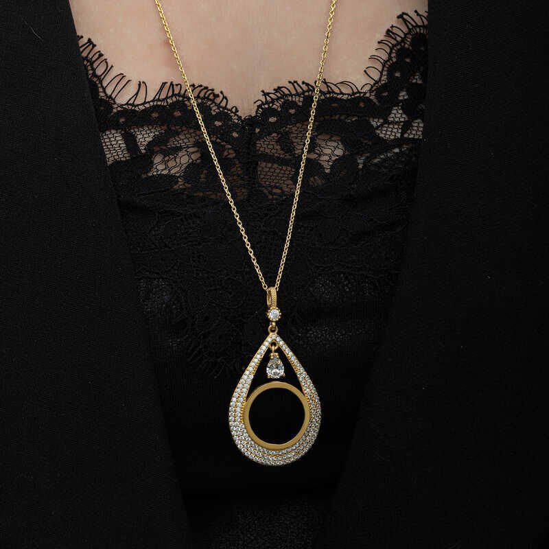 Silver Gold Plated Drop Quarter Necklace for Women