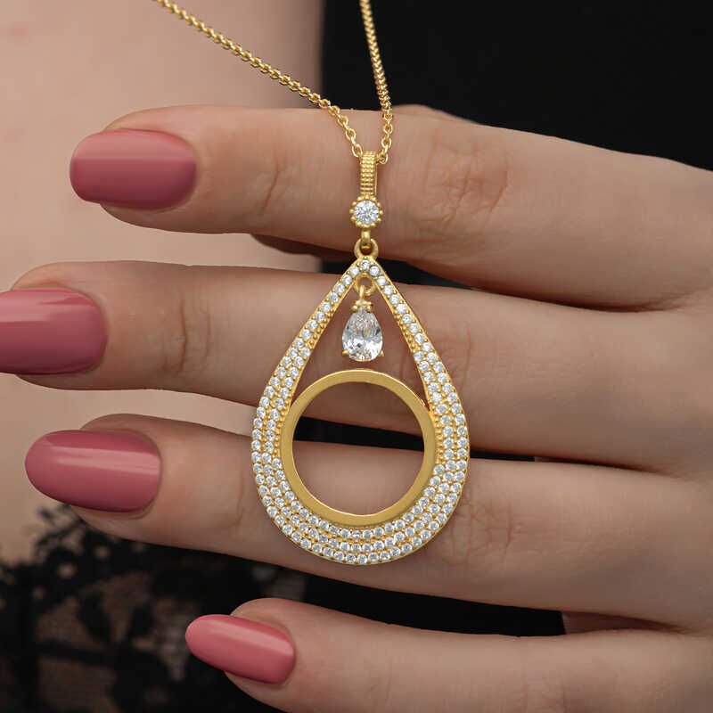 Silver Gold Plated Drop Quarter Necklace for Women