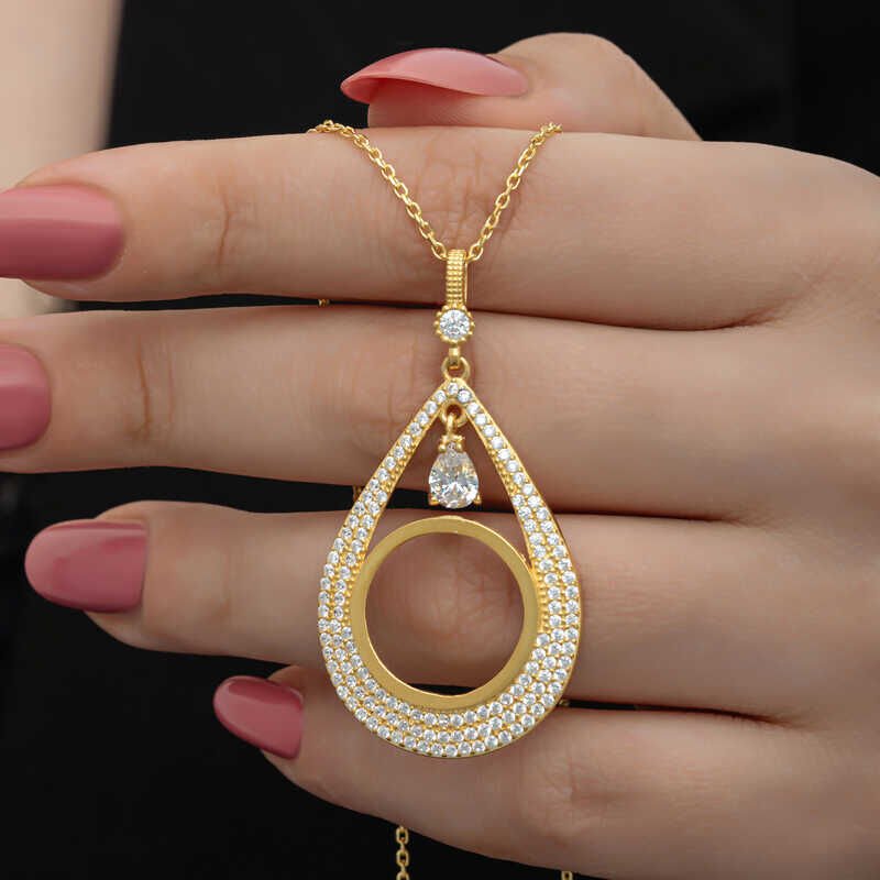 Silver Gold Plated Drop Quarter Necklace for Women