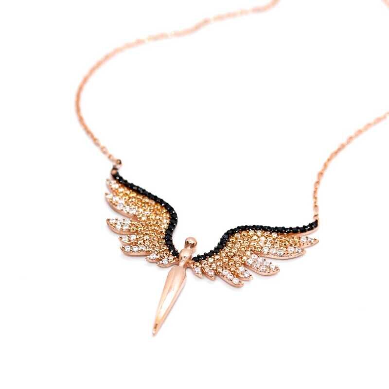 Silver Rose Michael Angel Necklace for Women