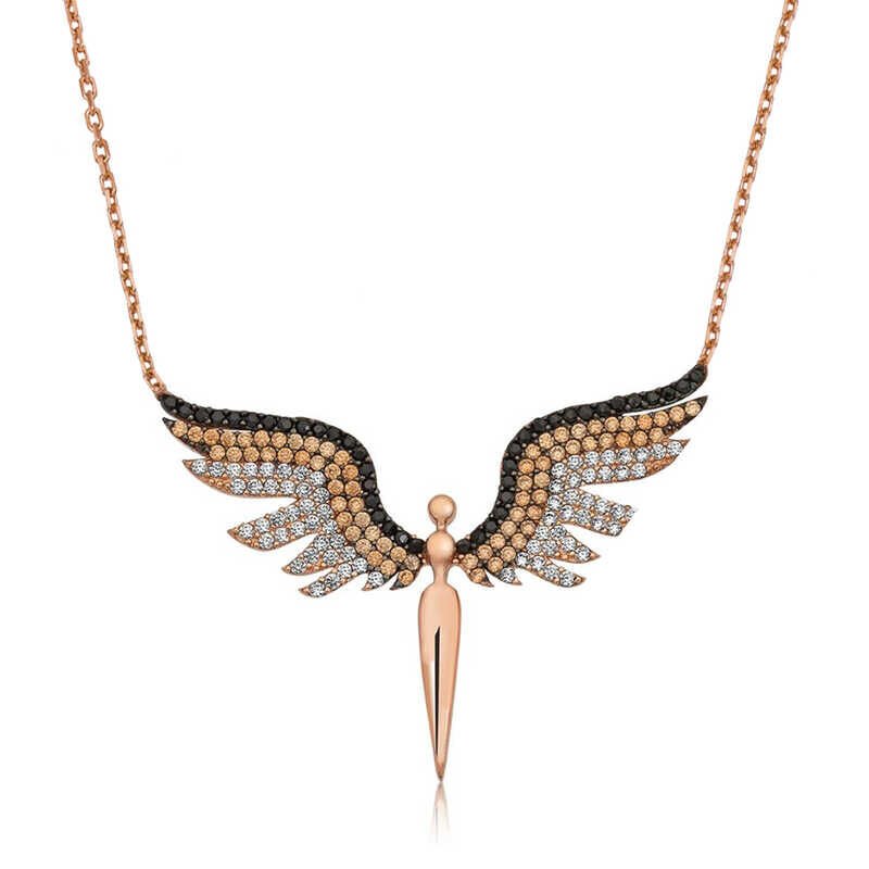 Silver Rose Michael Angel Necklace for Women