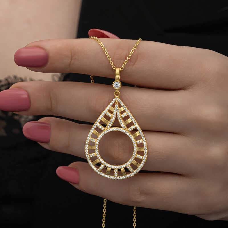 Silver Gold Plated Drop Quarter Necklace for Women
