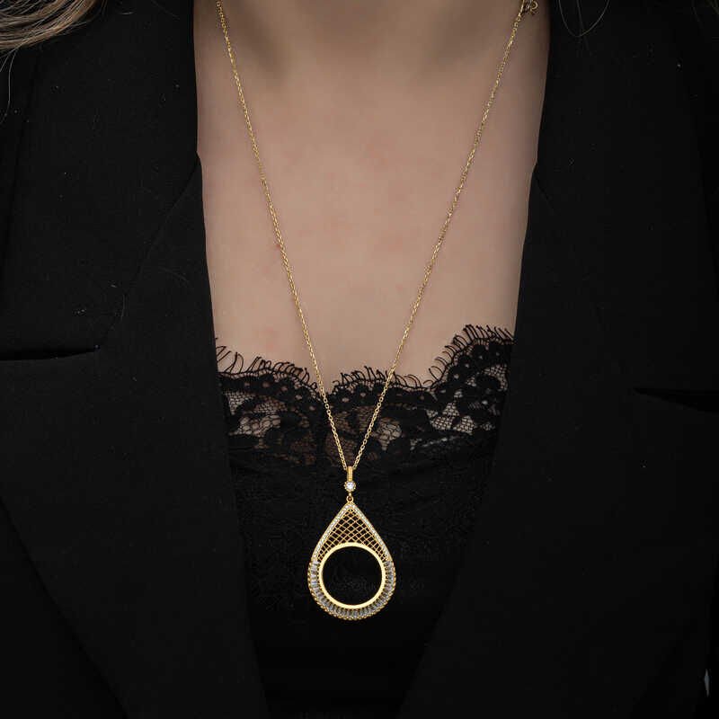 Silver Gold Plated Drop Half Gold Wearable Women's Necklace