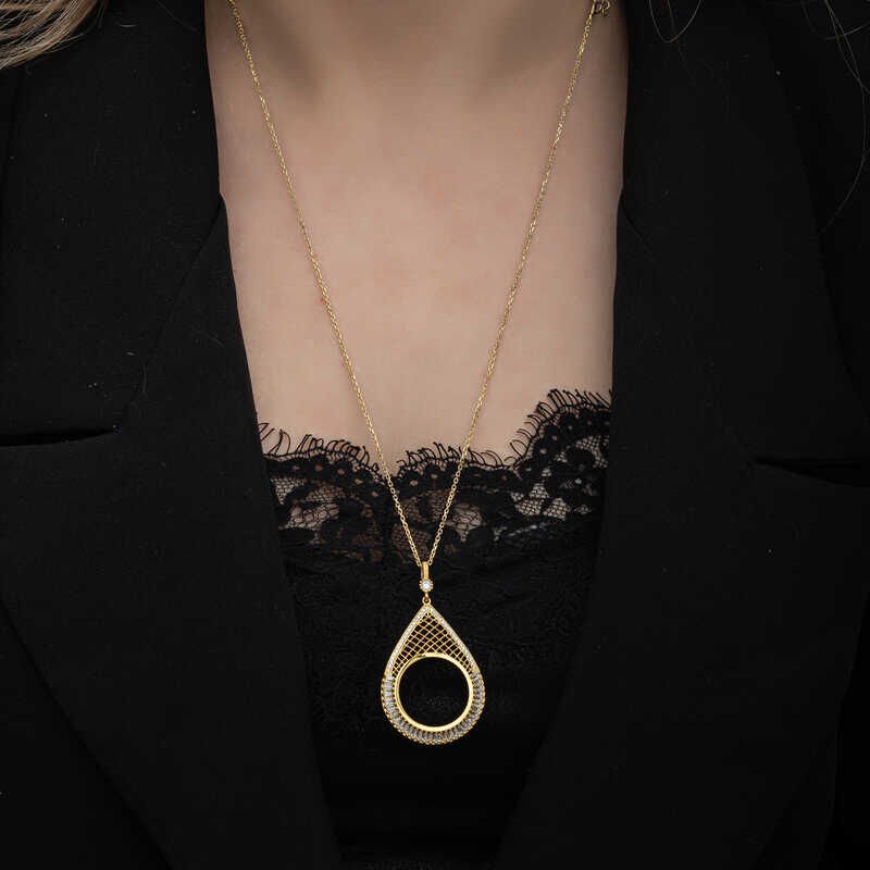 Silver Gold Plated Drop Half Gold Wearable Women's Necklace