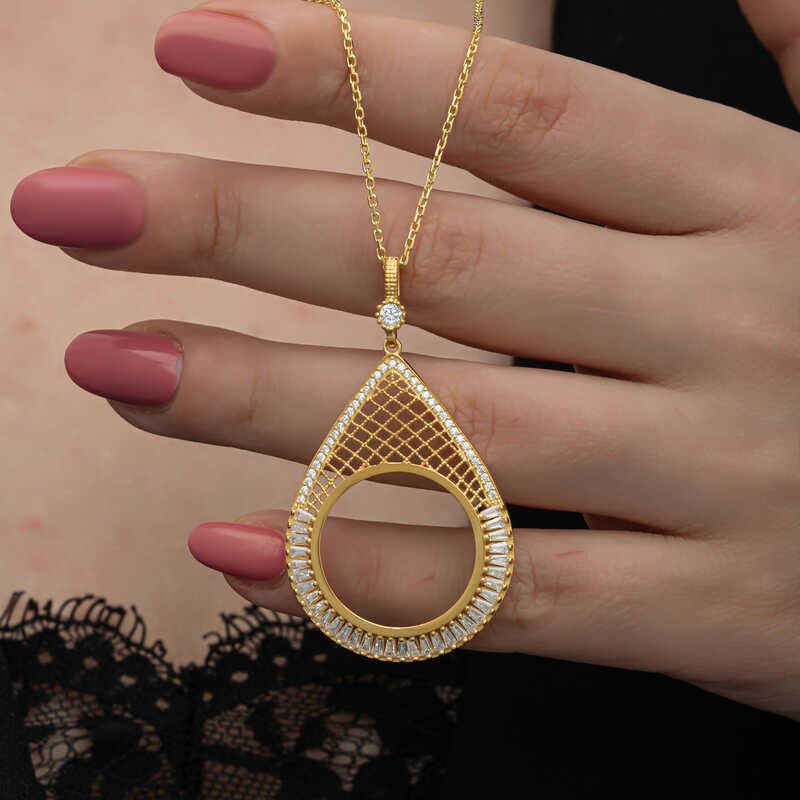 Silver Gold Plated Drop Half Gold Wearable Women's Necklace