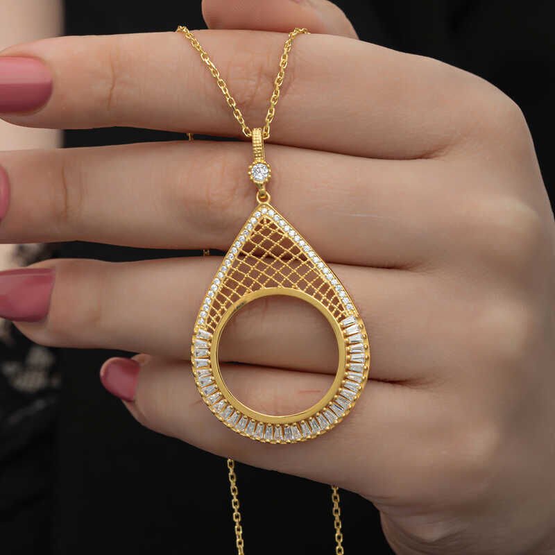 Silver Gold Plated Drop Half Gold Wearable Women's Necklace