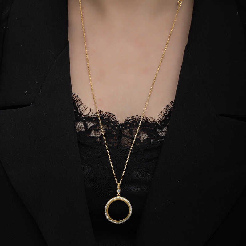 Silver Gold Plated Round Half Gold Wearable Women's Necklace