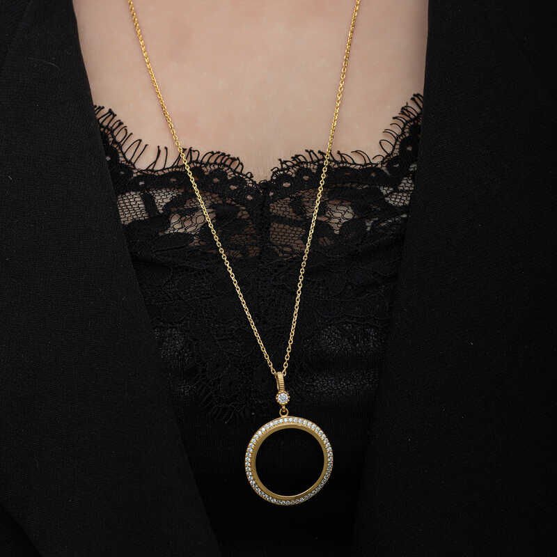 Silver Gold Plated Round Half Gold Wearable Women's Necklace