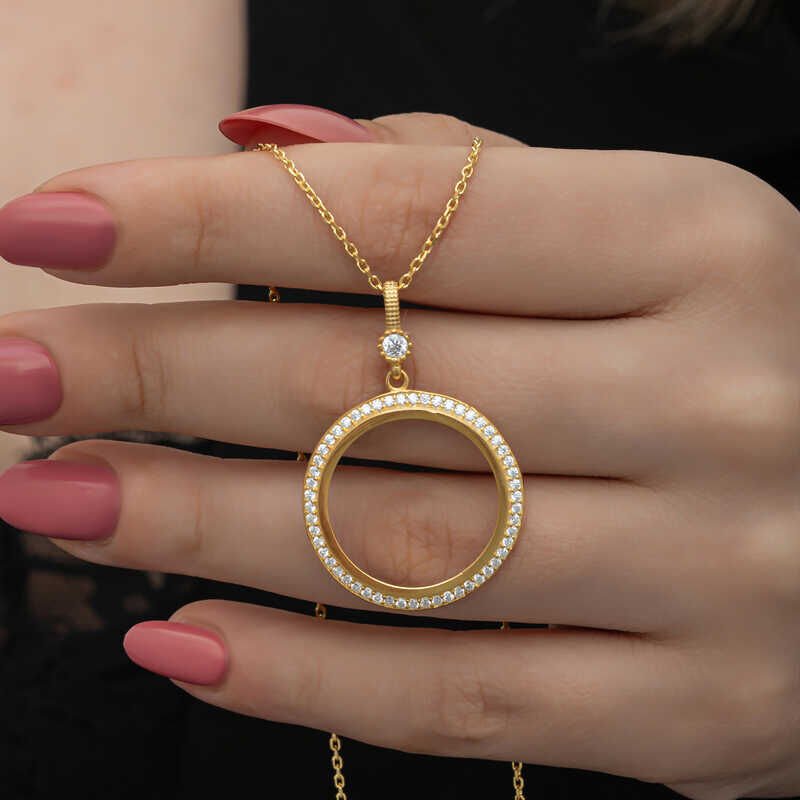 Silver Gold Plated Round Half Gold Wearable Women's Necklace