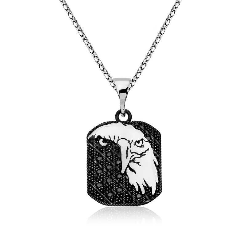 Silver Eagle Head Figured Necklace