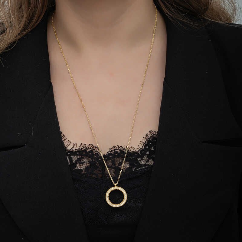 Silver Gold Plated Round Quarter Gold Wearable Women's Necklace