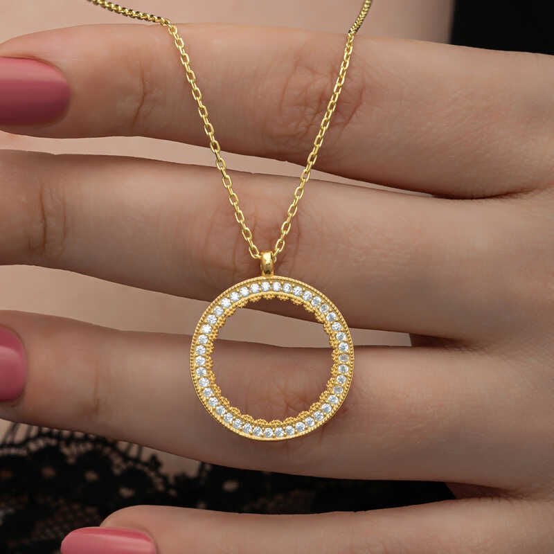 Silver Gold Plated Round Quarter Gold Wearable Women's Necklace