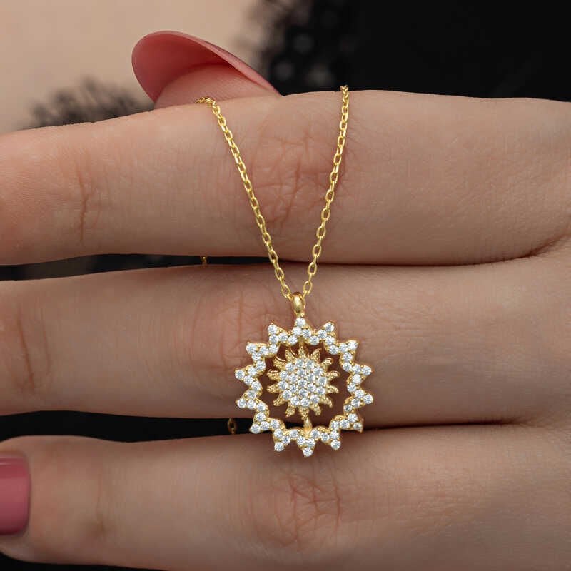 Silver Gold Sun Women's Necklace