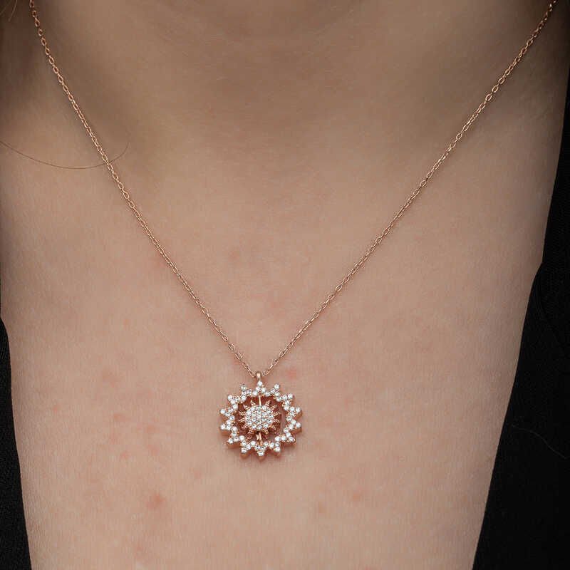 Silver Rose Sun Women's Necklace