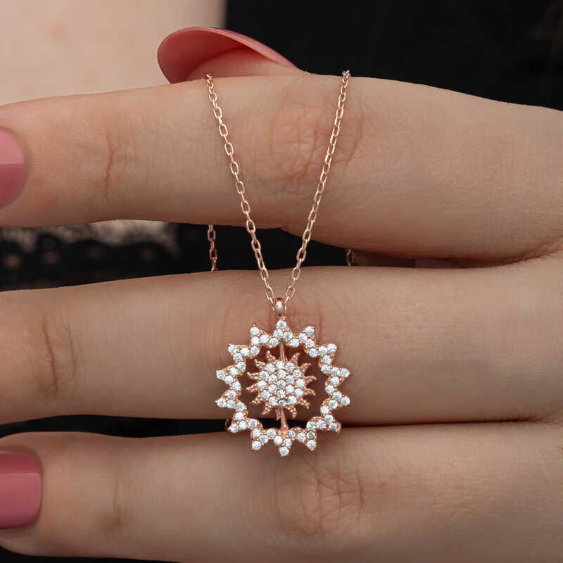 Silver Rose Sun Women's Necklace