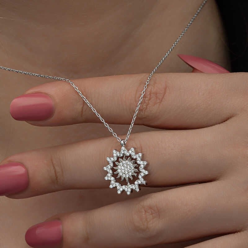 Silver Sun Necklace for Women