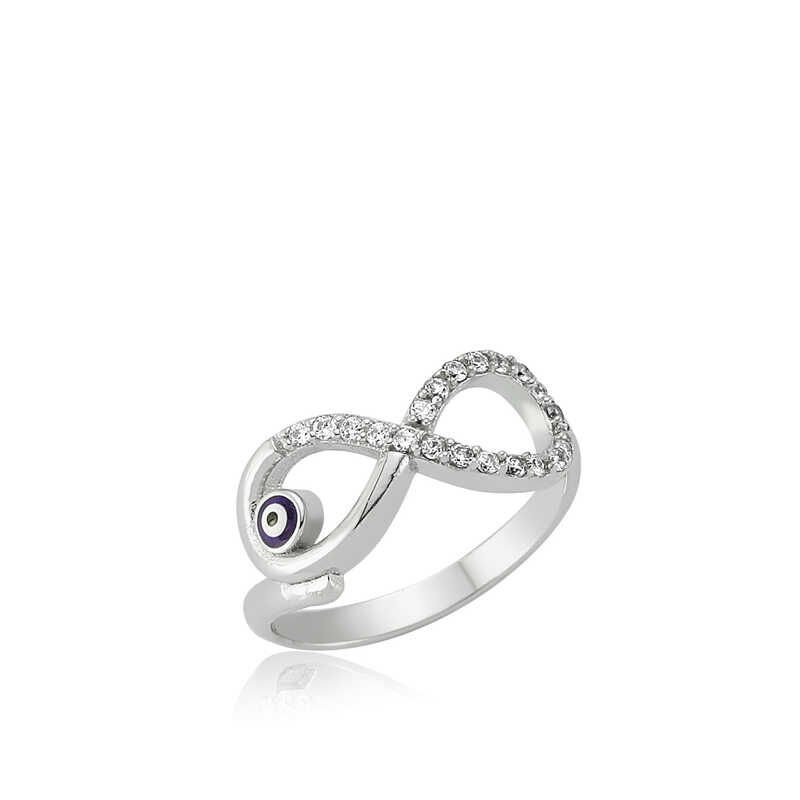 Silver Evil Eye Infinity Women's Ring